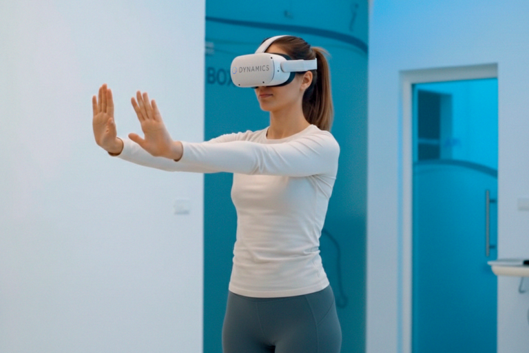 Paciente usando tecnologia inmersiva